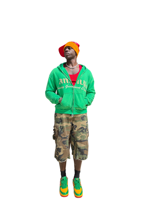 @your.handle wearing green ALGC hoodie